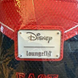 Disney Red and Black Loungefly Mini Backpack with Logo Plaque
